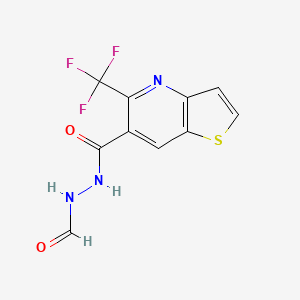 molecular formula C10H6F3N3O2S B13827417 5-(Trifluoromethyl)thieno[3,2-B]pyridine-6-carboxylic acid, 2-formylhydrazide 