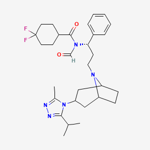 4,4-difluoro-N-formyl-N-[(1S)-3-[3-(3-methyl-5-propan-2-yl-1,2,4-triazol-4-yl)-8-azabicyclo[3.2.1]octan-8-yl]-1-phenylpropyl]cyclohexane-1-carboxamide