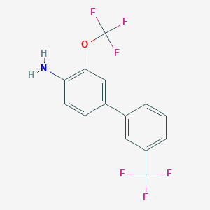 molecular formula C14H9F6NO B1382795 4-Amino-3-(trifluoromethoxy)-3'-(trifluoromethyl)biphenyl CAS No. 1261603-07-9