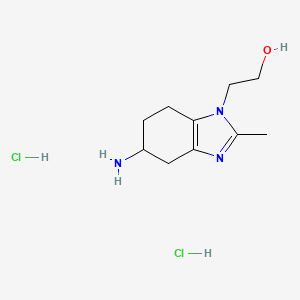 molecular formula C10H19Cl2N3O B1382803 2-(5-amino-2-methyl-4,5,6,7-tetrahydro-1H-1,3-benzodiazol-1-yl)ethan-1-ol dihydrochloride CAS No. 1803593-27-2