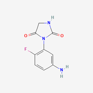 molecular formula C9H8FN3O2 B1382807 3-(5-氨基-2-氟苯基)咪唑烷-2,4-二酮 CAS No. 1803583-94-9