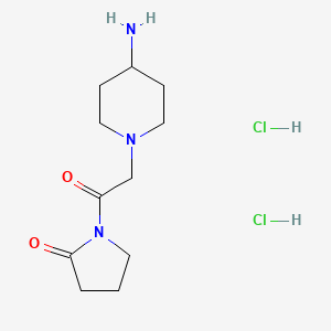 molecular formula C11H21Cl2N3O2 B1382813 1-[2-(4-氨基哌啶-1-基)乙酰基]吡咯烷-2-酮二盐酸盐 CAS No. 1803586-67-5