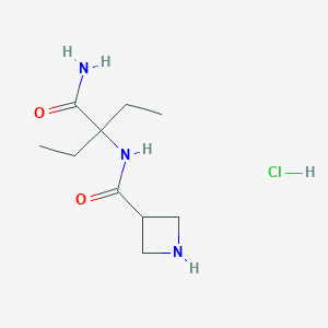 molecular formula C10H20ClN3O2 B1382815 2-(氮杂环丁-3-基甲酰胺基)-2-乙基丁酰胺盐酸盐 CAS No. 1803588-82-0
