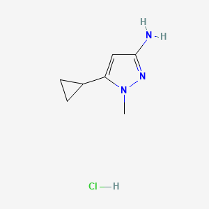 molecular formula C7H12ClN3 B1382817 5-cyclopropyl-1-methyl-1H-pyrazol-3-amine hydrochloride CAS No. 1803589-05-0