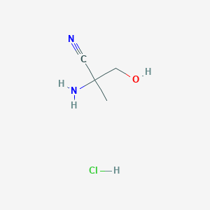 molecular formula C4H9ClN2O B1382821 2-Amino-3-hydroxy-2-methylpropanenitrile hydrochloride CAS No. 1803594-52-6