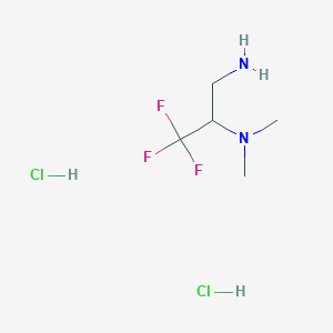 molecular formula C5H13Cl2F3N2 B1382826 (3-Amino-1,1,1-trifluoropropan-2-yl)dimethylamine dihydrochloride CAS No. 1803588-40-0