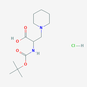 molecular formula C13H25ClN2O4 B1382841 2-{[(Tert-butoxy)carbonyl]amino}-3-(piperidin-1-yl)propanoic acid hydrochloride CAS No. 1803562-92-6