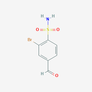 molecular formula C7H6BrNO3S B1382842 2-Bromo-4-formylbenzene-1-sulfonamide CAS No. 1289006-46-7