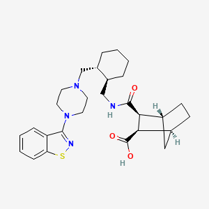 molecular formula C28H38N4O3S B13828560 (1S,2R,3S,4R)-3-[[(1R,2R)-2-[[4-(1,2-benzothiazol-3-yl)piperazin-1-yl]methyl]cyclohexyl]methylcarbamoyl]bicyclo[2.2.1]heptane-2-carboxylic acid 