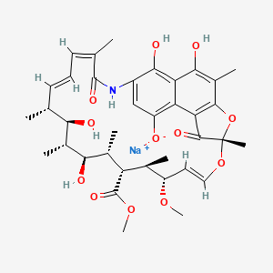 sodium;(7S,9E,11R,12R,13R,14R,15R,16R,17R,18R,19E,21Z)-2,15,17,29-tetrahydroxy-11-methoxy-13-methoxycarbonyl-3,7,12,14,16,18,22-heptamethyl-6,23-dioxo-8,30-dioxa-24-azatetracyclo[23.3.1.14,7.05,28]triaconta-1(29),2,4,9,19,21,25,27-octaen-27-olate