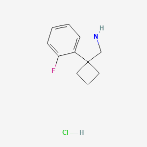 molecular formula C11H13ClFN B1382870 4'-Fluoro-1',2'-dihydrospiro[cyclobutane-1,3'-indole] hydrochloride CAS No. 1803571-58-5