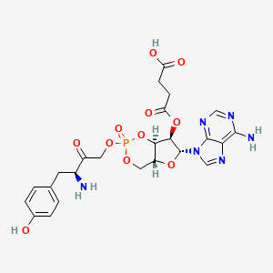 4-[[(4aR,6R,7R,7aR)-2-[(3S)-3-amino-4-(4-hydroxyphenyl)-2-oxobutoxy]-6-(6-aminopurin-9-yl)-2-oxo-4a,6,7,7a-tetrahydro-4H-furo[3,2-d][1,3,2]dioxaphosphinin-7-yl]oxy]-4-oxobutanoic acid