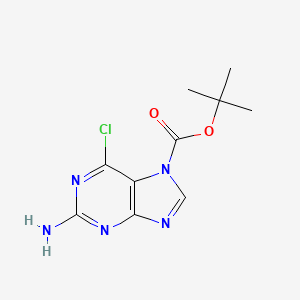 molecular formula C10H12ClN5O2 B1382884 叔丁基2-氨基-6-氯-7H-嘌呤-7-羧酸酯 CAS No. 1803582-00-4