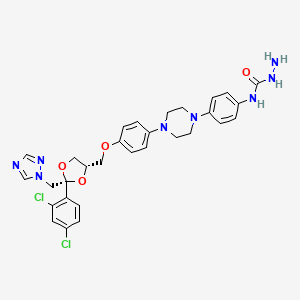 molecular formula C30H32Cl2N8O4 B13828926 N-(4-(4-(4-(((2R,4S)-2-((1H-1,2,4-Triazol-1-yl)methyl)-2-(2,4-dichlorophenyl)-1,3-dioxolan-4-yl)methoxy)phenyl)piperazin-1-yl)phenyl)hydrazinecarboxamide 