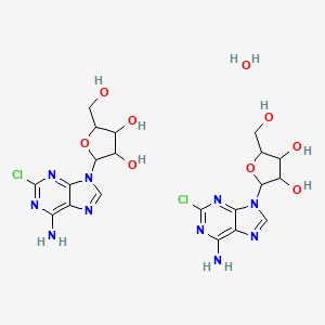 molecular formula C20H26Cl2N10O9 B13828927 2-(6-amino-2-chloropurin-9-yl)-5-(hydroxymethyl)oxolane-3,4-diol;hydrate 