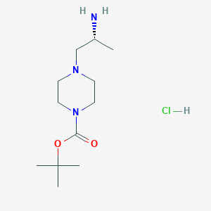 molecular formula C12H26ClN3O2 B1382893 (R)-4-(2-Amino-propyl)-piperazine-1-carboxylic acid tert-butyl ester hydrochloride CAS No. 1427203-50-6