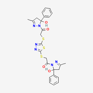 2,2'-(1,3,4-thiadiazole-2,5-diyldisulfanediyl)bis[1-(5-hydroxy-3-methyl-5-phenyl-4,5-dihydro-1H-pyrazol-1-yl)ethanone]