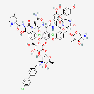 (1S,2R,18R,19R,22S,25R,28R,40S)-2-[(2R,3S,4S,5S)-5-amino-4-hydroxy-3,5-dimethyloxan-2-yl]oxy-22-(2-amino-2-oxoethyl)-5,15-dichloro-48-[(2S,3R,4S,5S,6R)-3-[(2S,4S,5R,6S)-4-[[4-(4-chlorophenyl)phenyl]methylamino]-5-hydroxy-4,6-dimethyloxan-2-yl]oxy-4,5-dihydroxy-6-(hydroxymethyl)oxan-2-yl]oxy-18,32,35,37-tetrahydroxy-19-[[(2R)-4-methyl-2-(methylamino)pentanoyl]amino]-20,23,26,42,44-pentaoxo-7,13-dioxa-21,24,27,41,43-pentazaoctacyclo[26.14.2.23,6.214,17.18,12.129,33.010,25.034,39]pentaconta-3,5,8,10,12(48),14,16,29(45),30,32,34(39),35,37,46,49-pentadecaene-40-carboxylic acid