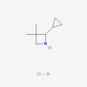 molecular formula C8H16ClN B1382910 2-环丙基-3,3-二甲基氮杂环丁烷盐酸盐 CAS No. 1803609-02-0