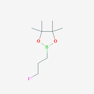 molecular formula C9H18BIO2 B1382917 1,3,2-二氧杂硼环己烷，2-(3-碘丙基)-4,4,5,5-四甲基- CAS No. 1422039-20-0