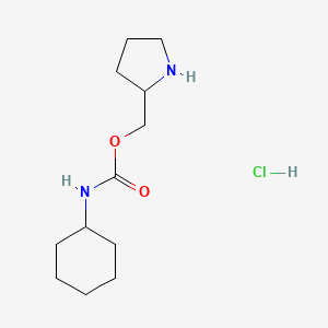 molecular formula C12H23ClN2O2 B1382943 pyrrolidin-2-ylmethyl N-cyclohexylcarbamate hydrochloride CAS No. 1803604-16-1