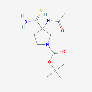molecular formula C12H21N3O3S B1382948 叔丁基-3-氨基甲酰硫代-3-乙酰氨基吡咯烷-1-羧酸酯 CAS No. 1803589-62-9