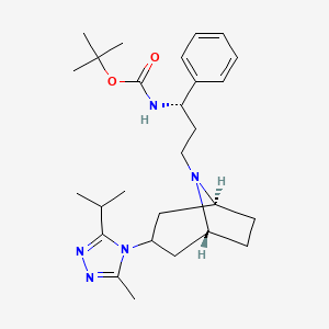 tert-butyl N-[(1S)-3-[(1R,5S)-3-(3-methyl-5-propan-2-yl-1,2,4-triazol-4-yl)-8-azabicyclo[3.2.1]octan-8-yl]-1-phenylpropyl]carbamate