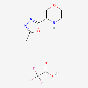 molecular formula C9H12F3N3O4 B1383004 3-(5-甲基-1,3,4-恶二唑-2-基)吗啉；三氟乙酸 CAS No. 1803592-65-5