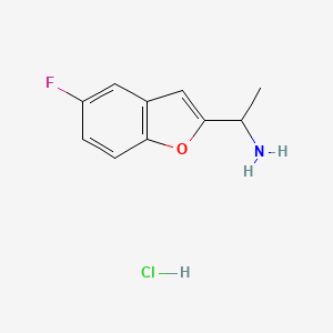 molecular formula C10H11ClFNO B1383031 1-(5-Fluoro-1-benzofuran-2-yl)ethan-1-amine hydrochloride CAS No. 1795283-85-0