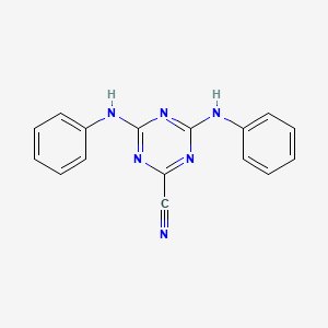 molecular formula C16H12N6 B13830350 4,6-Dianilino-1,3,5-triazine-2-carbonitrile CAS No. 30360-09-9