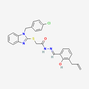 molecular formula C26H23ClN4O2S B13830593 2-{[1-(4-chlorobenzyl)-1H-benzimidazol-2-yl]sulfanyl}-N'-{(E)-[2-hydroxy-3-(prop-2-en-1-yl)phenyl]methylidene}acetohydrazide 