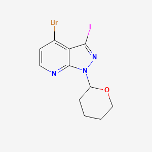 molecular formula C11H11BrIN3O B1383077 4-溴-3-碘-1-(四氢-2H-吡喃-2-基)-1H-吡唑并[3,4-b]吡啶 CAS No. 1416712-50-9