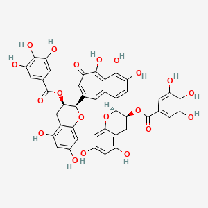 [(2R,3R)-2-[1-[(2S,3S)-5,7-dihydroxy-3-(3,4,5-trihydroxybenzoyl)oxy-3,4-dihydro-2H-chromen-2-yl]-3,4,5-trihydroxy-6-oxobenzo[7]annulen-8-yl]-5,7-dihydroxy-3,4-dihydro-2H-chromen-3-yl] 3,4,5-trihydroxybenzoate