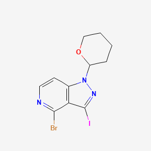 molecular formula C11H11BrIN3O B1383078 4-溴-3-碘-1-(四氢-2H-吡喃-2-基)-1H-吡唑并[4,3-c]吡啶 CAS No. 1416712-52-1