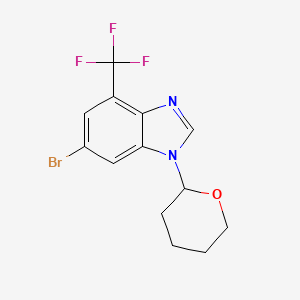 molecular formula C13H12BrF3N2O B1383079 6-Bromo-1-(tetrahydro-2H-pyran-2-yl)-4-(trifluoromethyl)-1H-benzo[d]imidazole CAS No. 1416713-42-2