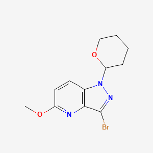 molecular formula C12H14BrN3O2 B1383086 3-溴-5-甲氧基-1-(四氢-2H-吡喃-2-基)-1H-吡唑并[4,3-b]吡啶 CAS No. 1416714-62-9