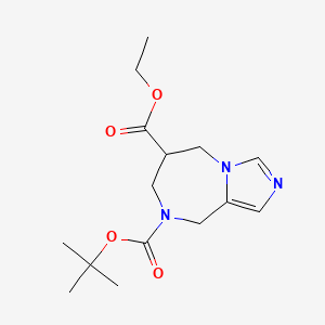 molecular formula C15H23N3O4 B1383095 8-叔丁基 6-乙基 6,7-二氢-5H-咪唑并[1,5-a][1,4]二氮杂卓-6,8(9H)-二羧酸酯 CAS No. 1330763-75-1