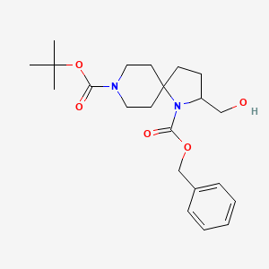 molecular formula C22H32N2O5 B1383101 1-苄基 8-叔丁基 2-(羟甲基)-1,8-二氮杂螺[4.5]癸烷-1,8-二羧酸酯 CAS No. 1445951-83-6