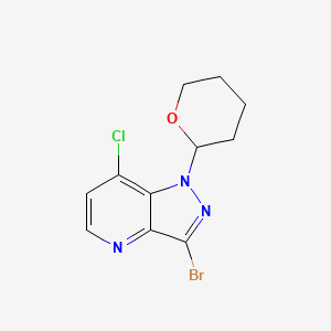 molecular formula C11H11BrClN3O B1383102 3-溴-7-氯-1-(四氢-2H-吡喃-2-基)-1H-吡唑并[4,3-b]吡啶 CAS No. 1416713-43-3