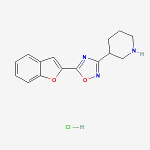 molecular formula C15H16ClN3O2 B1383129 3-[5-(1-苯并呋喃-2-基)-1,2,4-恶二唑-3-基]哌啶盐酸盐 CAS No. 1909316-93-3