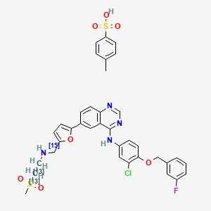 molecular formula C36H34ClFN4O7S2 B13831297 Lapatinib-13C2,15N Ditosylate 