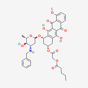 molecular formula C39H43NO12 B13831386 [2-[[(2S,4S)-4-[(2R,4S,5R,6S)-4-(benzylamino)-5-hydroxy-6-methyloxan-2-yl]oxy-5,12-dihydroxy-7-methoxy-6,11-dioxo-1,2,3,4-tetrahydrotetracen-2-yl]oxy]-2-oxoethyl] pentanoate 