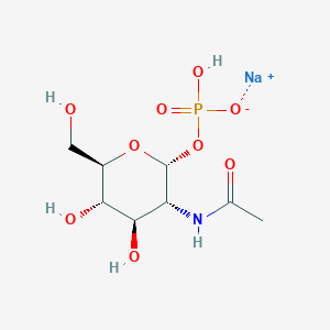 molecular formula C8H15NNaO9P B13831402 sodium (2R,3R,4R,5S,6R)-3-acetamido-4,5-dihydroxy-6-(hydroxymethyl)tetrahydro-2H-pyran-2-yl hydrogenphosphate 