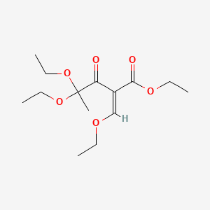 molecular formula C14H24O6 B13831647 Pentanoic acid, 4,4-diethoxy-2-(ethoxymethylene)-3-oxo-, ethyl ester, (E)- CAS No. 55130-45-5