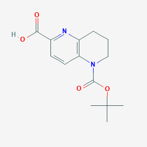 molecular formula C14H18N2O4 B1383183 5-(叔丁氧羰基)-5,6,7,8-四氢-1,5-萘啶-2-甲酸 CAS No. 1823258-64-5