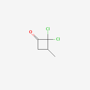 molecular formula C5H6Cl2O B13832105 Cyclobutanone, 2,2-dichloro-3-methyl- 