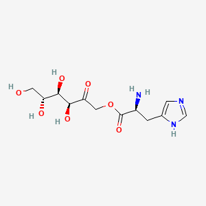 molecular formula C12H19N3O7 B13832169 (S)-(3S,4R,5R)-3,4,5,6-Tetrahydroxy-2-oxohexyl 2-amino-3-(1H-imidazol-4-yl)propanoate 