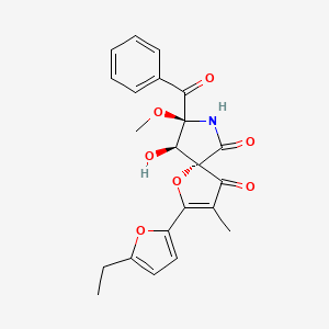 molecular formula C22H21NO7 B13832294 (5S,8S,9R)-8-benzoyl-2-(5-ethylfuran-2-yl)-9-hydroxy-8-methoxy-3-methyl-1-oxa-7-azaspiro[4.4]non-2-ene-4,6-dione 