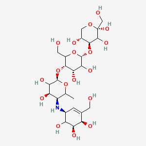 (2S,4S,5R)-4-[(2R,4S,5S)-5-[(2R,4R,5S)-3,4-dihydroxy-6-methyl-5-[[(1S,4R,5R)-4,5,6-trihydroxy-3-(hydroxymethyl)cyclohex-2-en-1-yl]amino]oxan-2-yl]oxy-3,4-dihydroxy-6-(hydroxymethyl)oxan-2-yl]oxy-2-(hydroxymethyl)oxane-2,3,5-triol