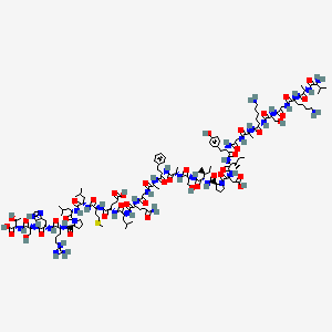 molecular formula C137H221N37O40S B13832380 (4S)-4-[[(2S)-2-[[(2S)-5-amino-2-[[2-[[(2S)-2-[[(2S)-2-[[(2S)-2-[[(2S)-2-[[(2S,3S)-2-[[(2S)-1-[(2S)-2-[[(2S,3S)-2-[[(2S)-2-[[2-[[(2S)-2-[[(2S)-6-amino-2-[[(2S)-2-[[2-[[(2S)-6-amino-2-[[(2S)-2-[[(2S)-2-amino-3-methylbutanoyl]amino]propanoyl]amino]hexanoyl]amino]acetyl]amino]-3-hydroxypropanoyl]amino]hexanoyl]amino]propanoyl]amino]acetyl]amino]-3-(4-hydroxyphenyl)propanoyl]amino]-3-methylpentanoyl]amino]-3-carboxypropanoyl]pyrrolidine-2-carbonyl]amino]-3-methylpentanoyl]amino]-3-hydroxypropanoyl]amino]propanoyl]amino]-3-phenylpropanoyl]amino]propanoyl]amino]acetyl]amino]-5-oxopentanoyl]amino]-4-methylpentanoyl]amino]-5-[[(2S)-1-[[(2S)-1-[[(2S)-1-[(2S)-2-[[(2S)-5-carbamimidamido-1-[[(2S)-1-[[(2S)-1-[[(1S,2R)-1-carboxy-2-hydroxypropyl]amino]-3-hydroxy-1-oxopropan-2-yl]amino]-3-(1H-imidazol-4-yl)-1-oxopropan-2-yl]amino]-1-oxopentan-2-yl]carbamoyl]pyrrolidin-1-yl]-4-methyl-1-oxopentan-2-yl]amino]-4-methyl-1-oxopentan-2-yl]amino]-4-methylsulfanyl-1-oxobutan-2-yl]amino]-5-oxopentanoic acid 